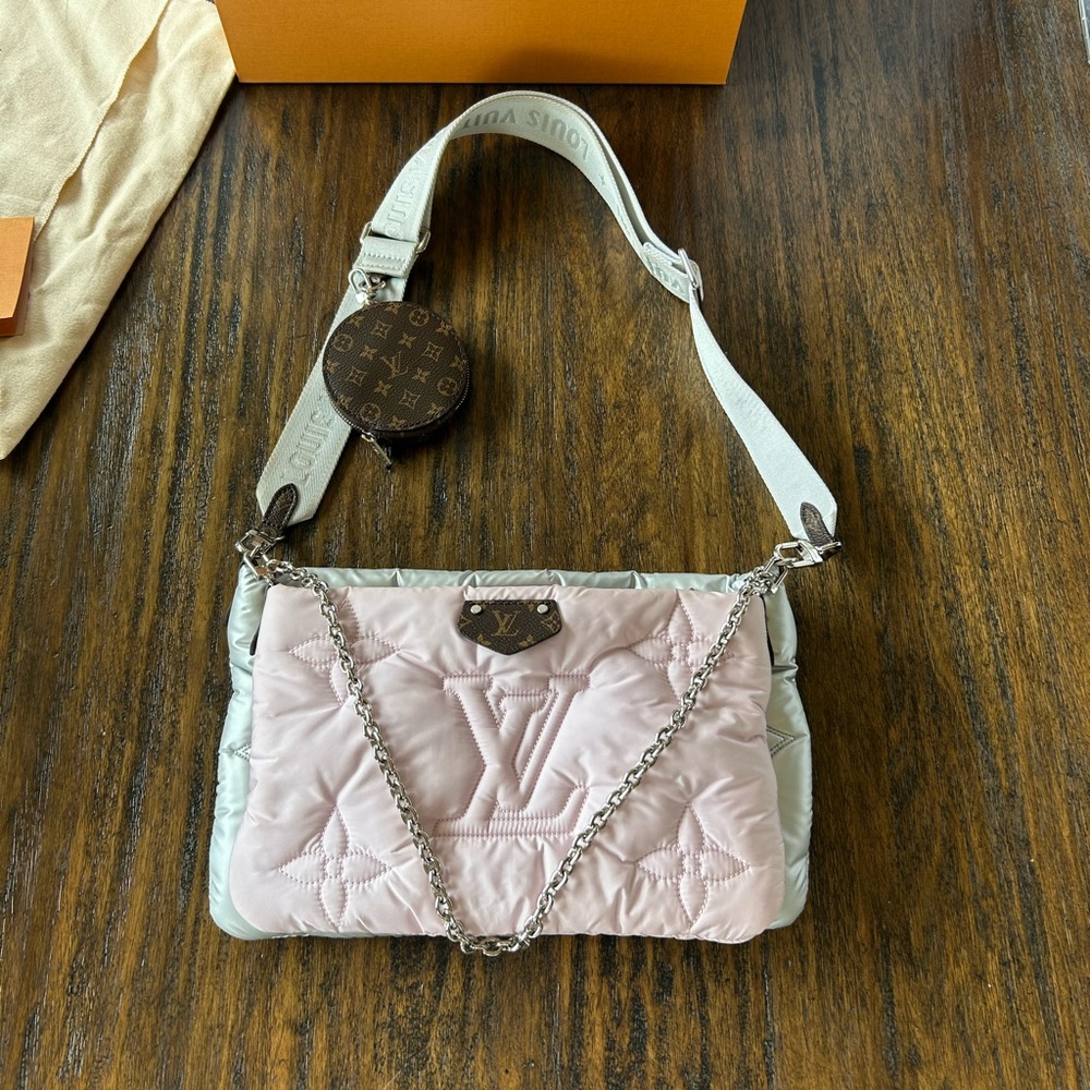 LOUIS VUITTON Econyl Monogram Pillow Maxi Multi Pochette Accessories Silver Pink - Picture 3 of 15